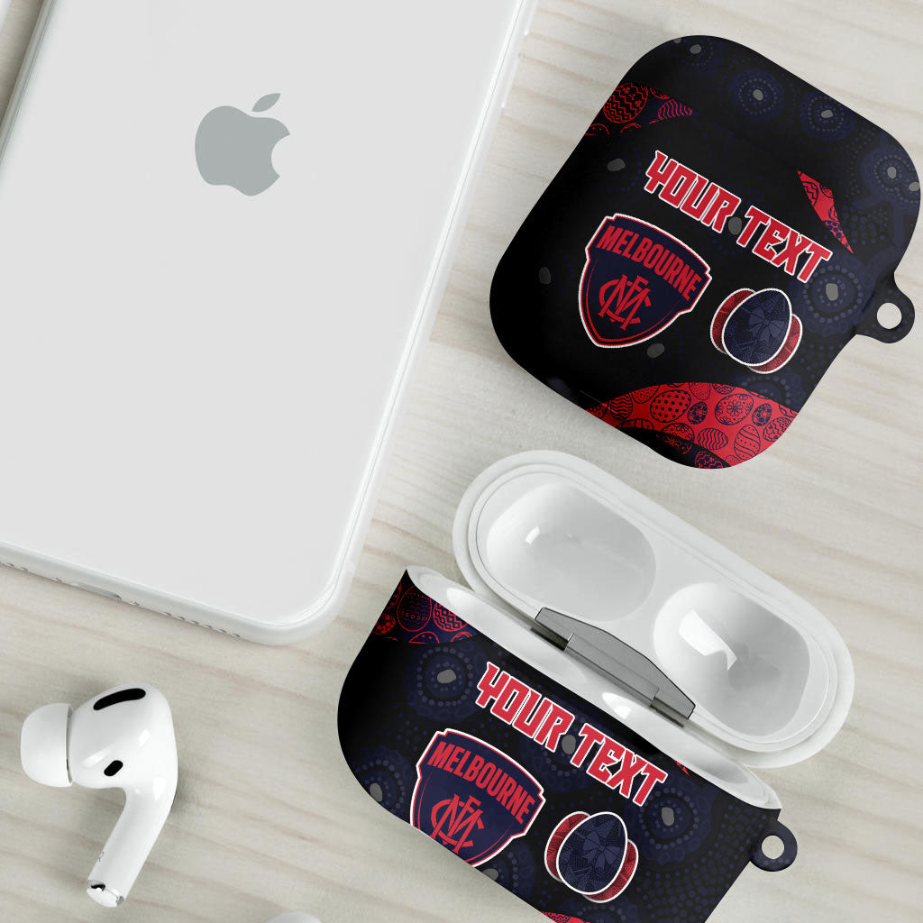 Personalized Melbourne Football AirPods Case Easter Egg Pattern Red Navy Tribal Dot Art Style