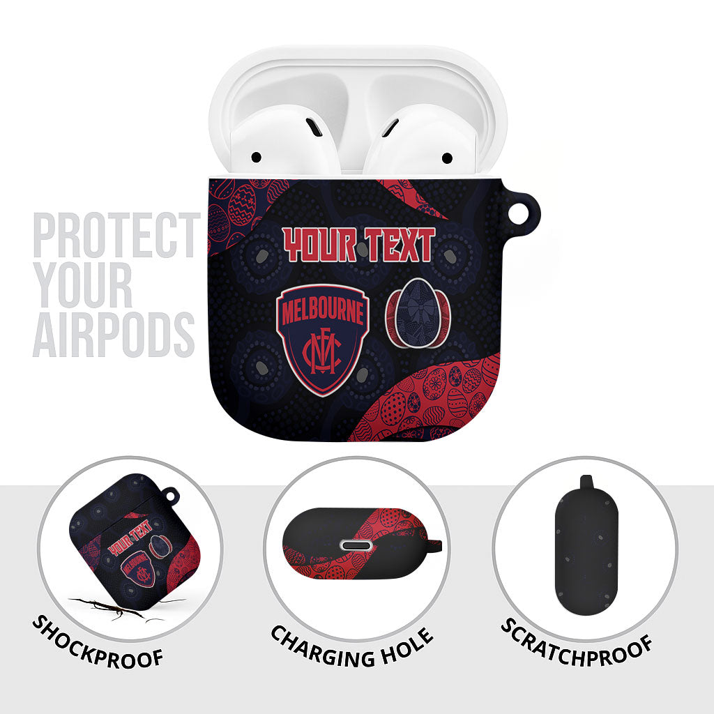 Personalized Melbourne Football AirPods Case Easter Egg Pattern Red Navy Tribal Dot Art Style