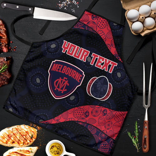 Personalized Melbourne Football Apron Easter Egg Pattern Red Navy Tribal Dot Art Style