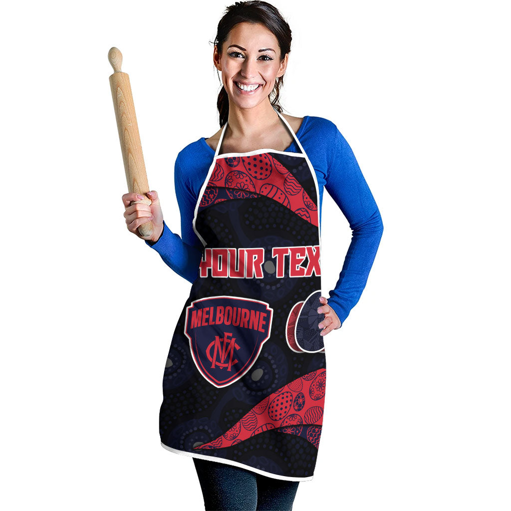 Personalized Melbourne Football Apron Easter Egg Pattern Red Navy Tribal Dot Art Style