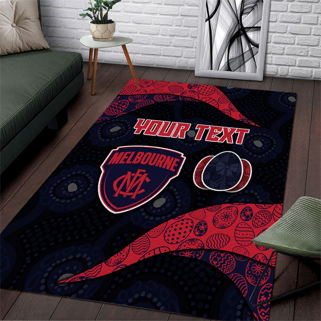 Personalized Melbourne Football Area Rug Easter Egg Pattern Red Navy Tribal Dot Art Style