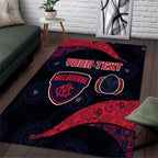 Personalized Melbourne Football Area Rug Easter Egg Pattern Red Navy Tribal Dot Art Style