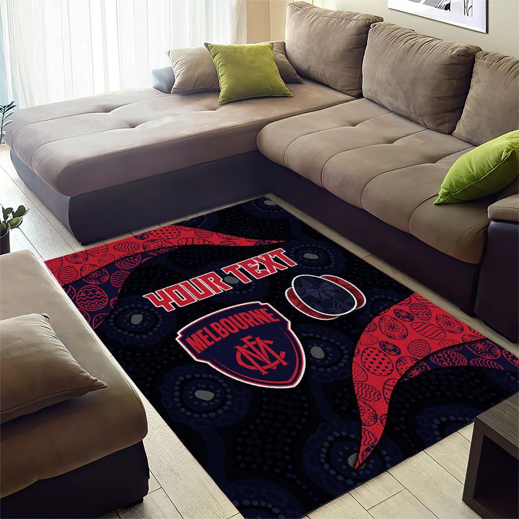 Personalized Melbourne Football Area Rug Easter Egg Pattern Red Navy Tribal Dot Art Style