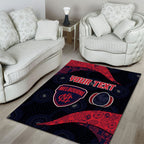 Personalized Melbourne Football Area Rug Easter Egg Pattern Red Navy Tribal Dot Art Style