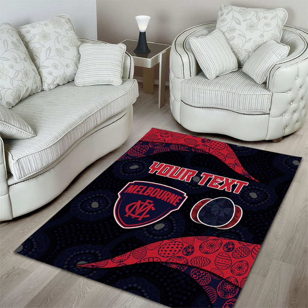 Personalized Melbourne Football Area Rug Easter Egg Pattern Red Navy Tribal Dot Art Style