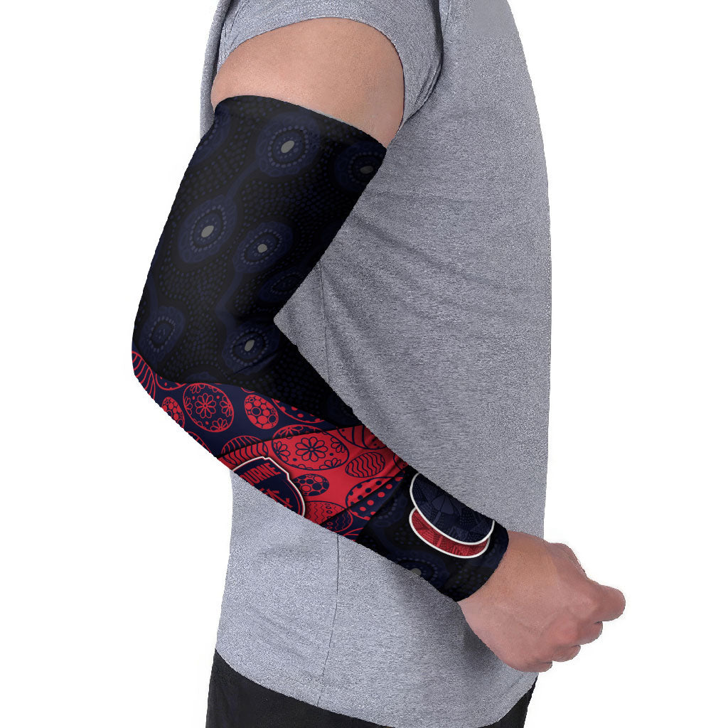 Personalized Melbourne Football Arm Sleeves Easter Egg Pattern Red Navy Tribal Dot Art Style
