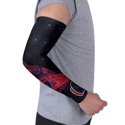Personalized Melbourne Football Arm Sleeves Easter Egg Pattern Red Navy Tribal Dot Art Style