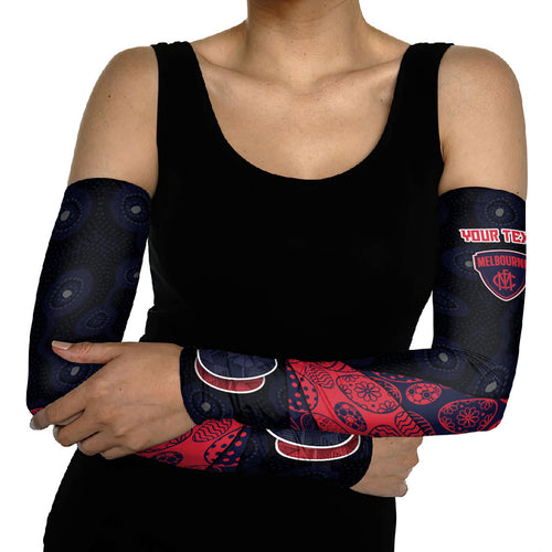 Personalized Melbourne Football Arm Sleeves Easter Egg Pattern Red Navy Tribal Dot Art Style