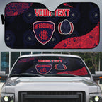 Personalized Melbourne Football Auto Sun Shade Easter Egg Pattern Red Navy Tribal Dot Art Style
