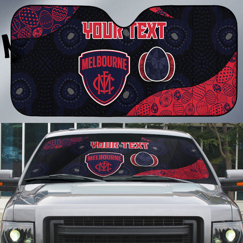 Personalized Melbourne Football Auto Sun Shade Easter Egg Pattern Red Navy Tribal Dot Art Style