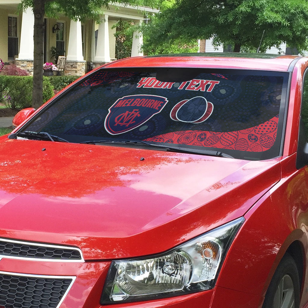 Personalized Melbourne Football Auto Sun Shade Easter Egg Pattern Red Navy Tribal Dot Art Style