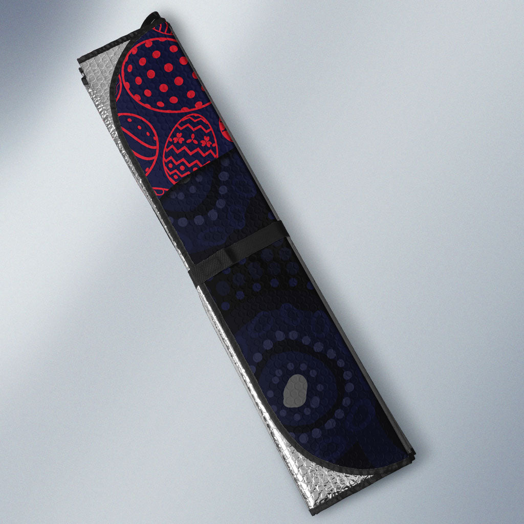 Personalized Melbourne Football Auto Sun Shade Easter Egg Pattern Red Navy Tribal Dot Art Style
