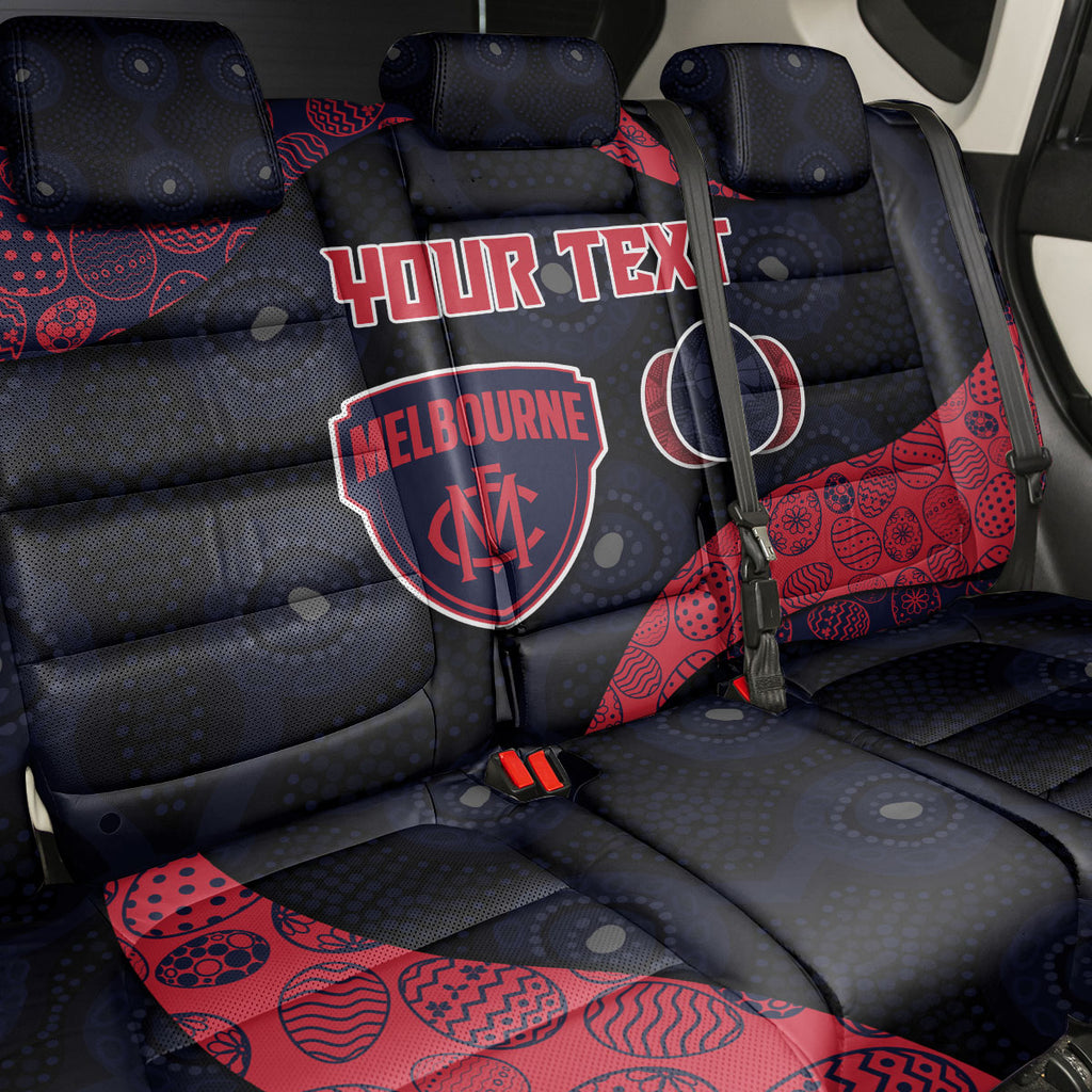 Personalized Melbourne Football Back Car Seat Cover Easter Egg Pattern Red Navy Tribal Dot Art Style