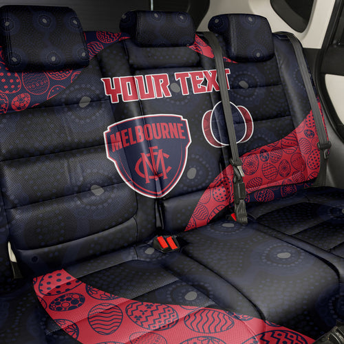 Personalized Melbourne Football Back Car Seat Cover Easter Egg Pattern Red Navy Tribal Dot Art Style