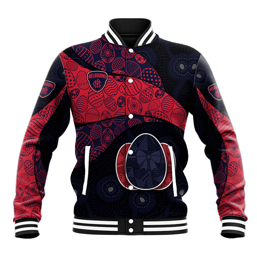 Personalized Melbourne Football Baseball Jacket Easter Egg Pattern Red Navy Tribal Dot Art Style