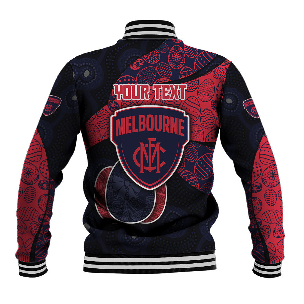Personalized Melbourne Football Baseball Jacket Easter Egg Pattern Red Navy Tribal Dot Art Style