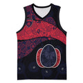 Personalized Melbourne Football Basketball Jersey Easter Egg Pattern Red Navy Tribal Dot Art Style