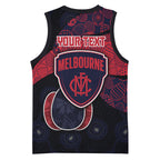 Personalized Melbourne Football Basketball Jersey Easter Egg Pattern Red Navy Tribal Dot Art Style