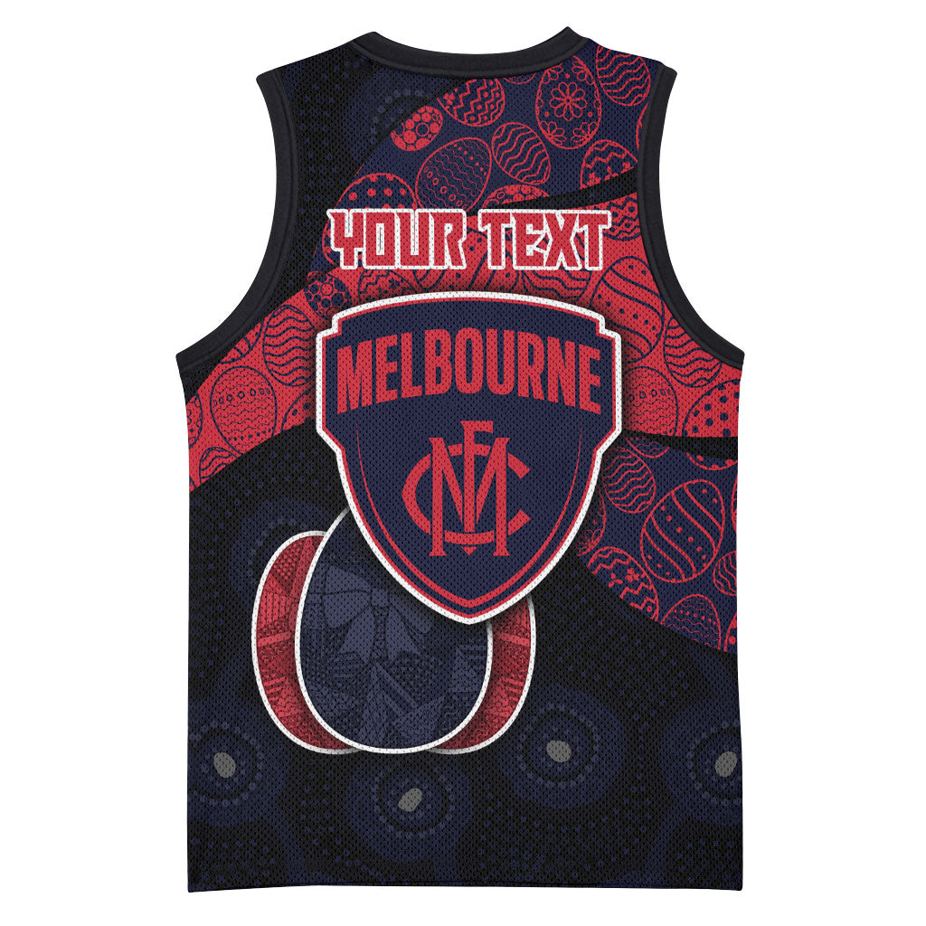 Personalized Melbourne Football Basketball Jersey Easter Egg Pattern Red Navy Tribal Dot Art Style