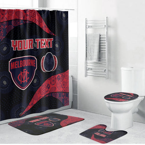 Personalized Melbourne Football Bathroom Set Easter Egg Pattern Red Navy Tribal Dot Art Style