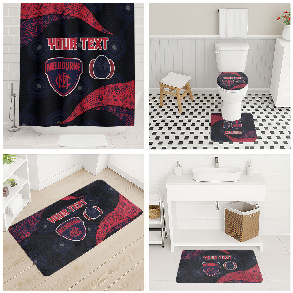 Personalized Melbourne Football Bathroom Set Easter Egg Pattern Red Navy Tribal Dot Art Style
