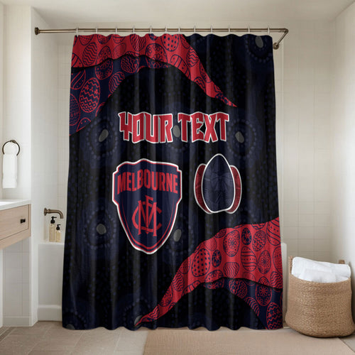Personalized Melbourne Football Bathroom Set Easter Egg Pattern Red Navy Tribal Dot Art Style