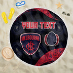Personalized Melbourne Football Beach Blanket Easter Egg Pattern Red Navy Tribal Dot Art Style