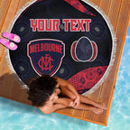 Personalized Melbourne Football Beach Blanket Easter Egg Pattern Red Navy Tribal Dot Art Style