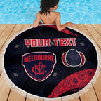 Personalized Melbourne Football Beach Blanket Easter Egg Pattern Red Navy Tribal Dot Art Style