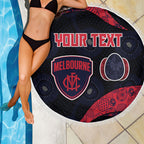 Personalized Melbourne Football Beach Blanket Easter Egg Pattern Red Navy Tribal Dot Art Style