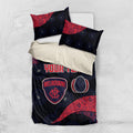 Personalized Melbourne Football Bedding Set Easter Egg Pattern Red Navy Tribal Dot Art Style