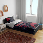 Personalized Melbourne Football Bedding Set Easter Egg Pattern Red Navy Tribal Dot Art Style