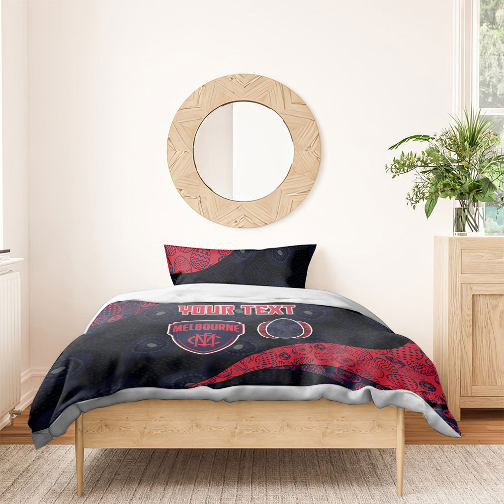 Personalized Melbourne Football Bedding Set Easter Egg Pattern Red Navy Tribal Dot Art Style