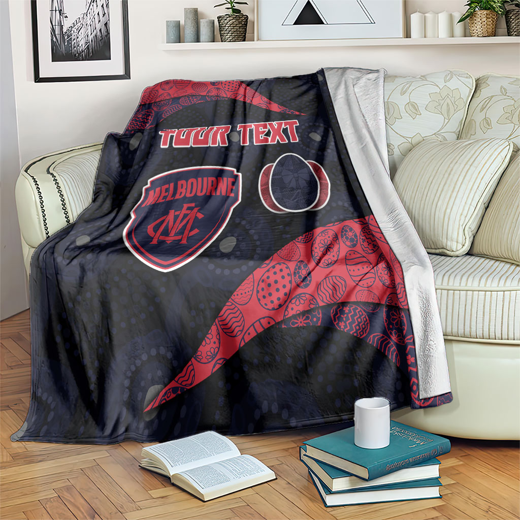 Personalized Melbourne Football Blanket Easter Egg Pattern Red Navy Tribal Dot Art Style