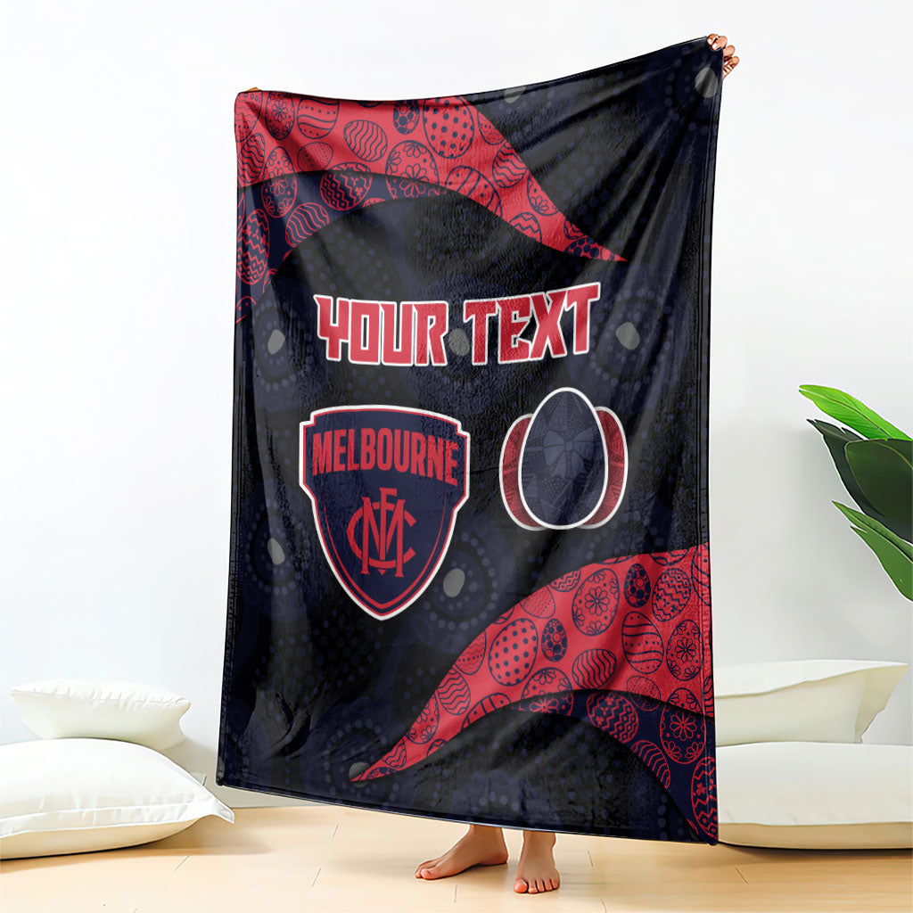 Personalized Melbourne Football Blanket Easter Egg Pattern Red Navy Tribal Dot Art Style