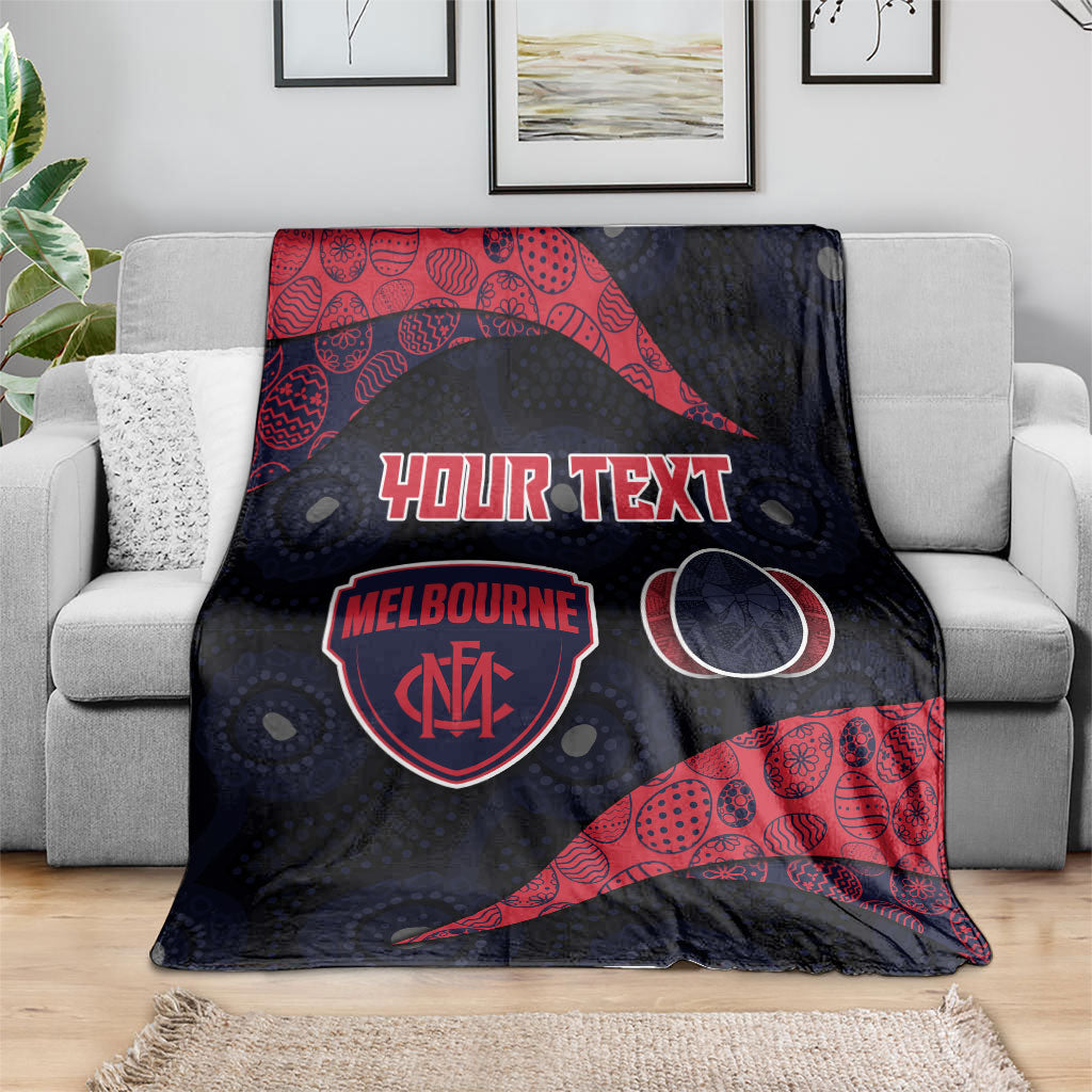 Personalized Melbourne Football Blanket Easter Egg Pattern Red Navy Tribal Dot Art Style