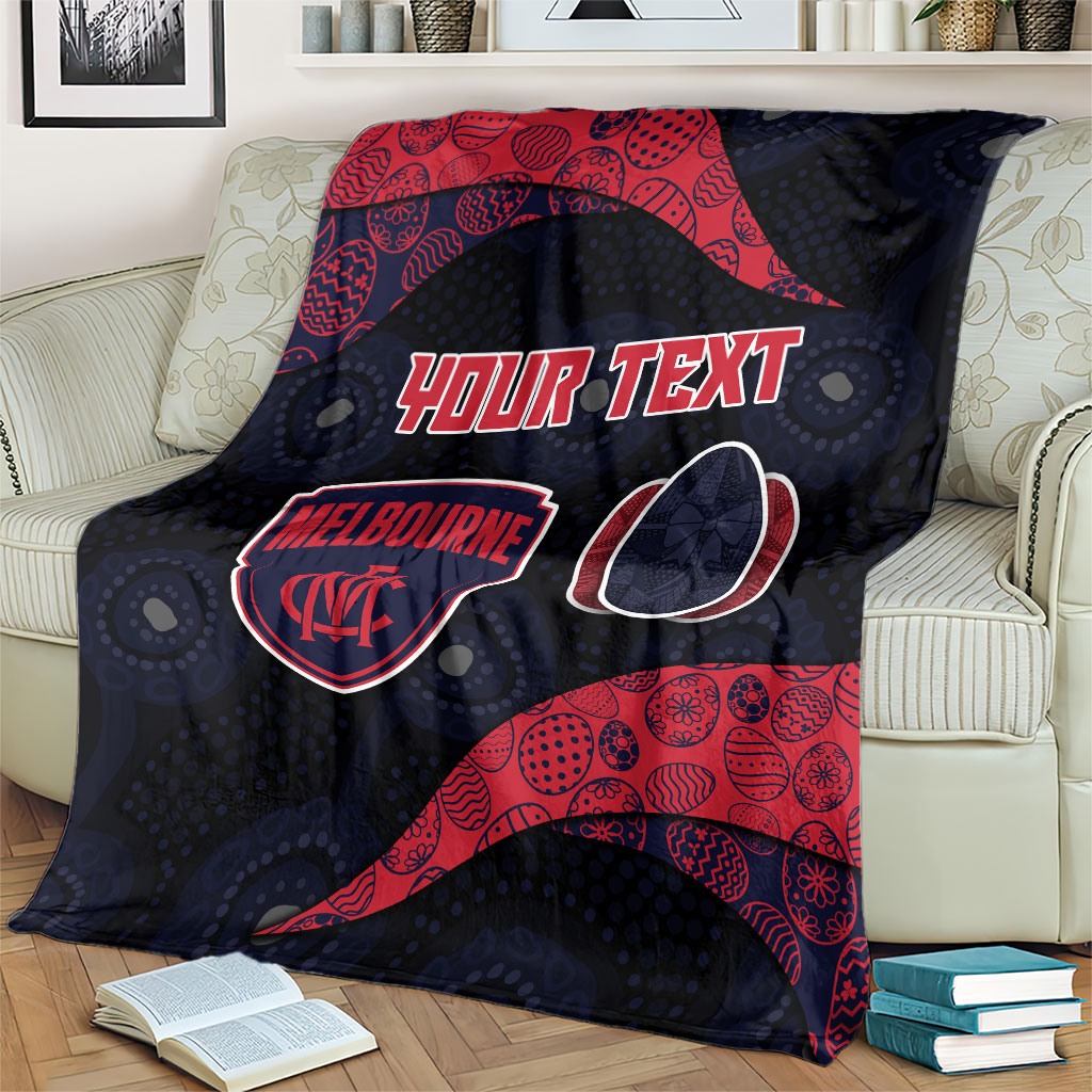 Personalized Melbourne Football Blanket Easter Egg Pattern Red Navy Tribal Dot Art Style