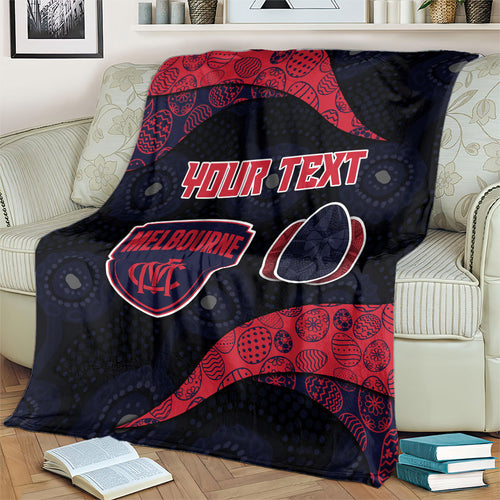 Personalized Melbourne Football Blanket Easter Egg Pattern Red Navy Tribal Dot Art Style
