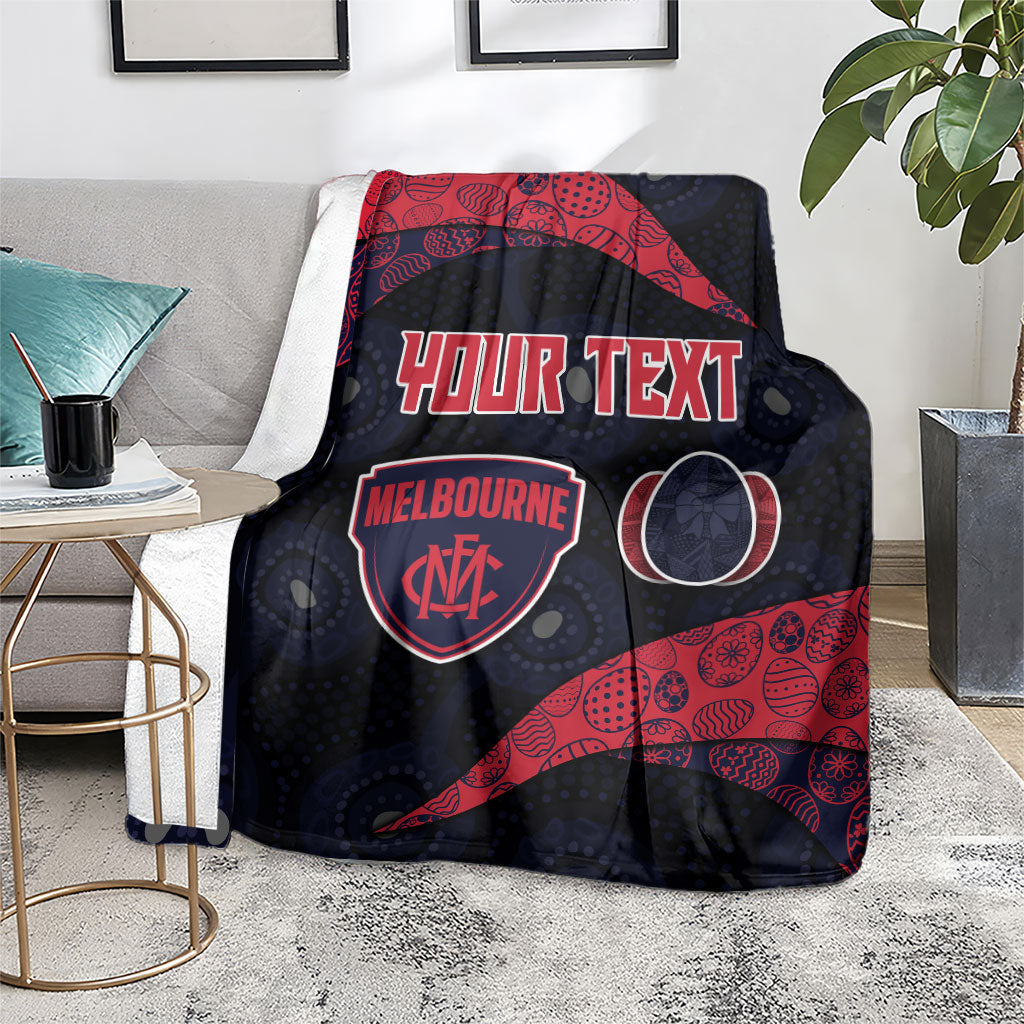 Personalized Melbourne Football Blanket Easter Egg Pattern Red Navy Tribal Dot Art Style