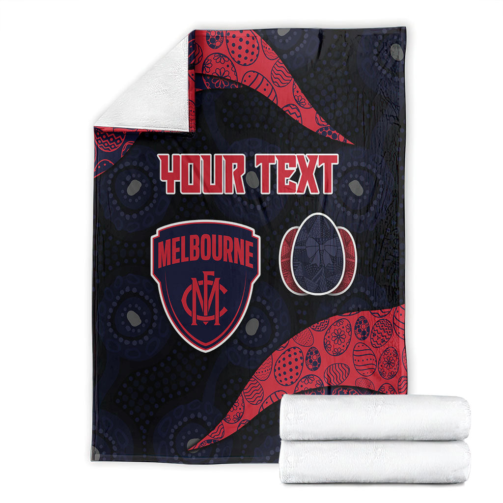 Personalized Melbourne Football Blanket Easter Egg Pattern Red Navy Tribal Dot Art Style