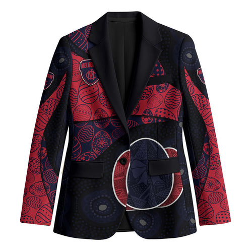Personalized Melbourne Football Blazer Easter Egg Pattern Red Navy Tribal Dot Art Style