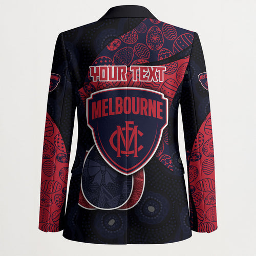 Personalized Melbourne Football Blazer Easter Egg Pattern Red Navy Tribal Dot Art Style