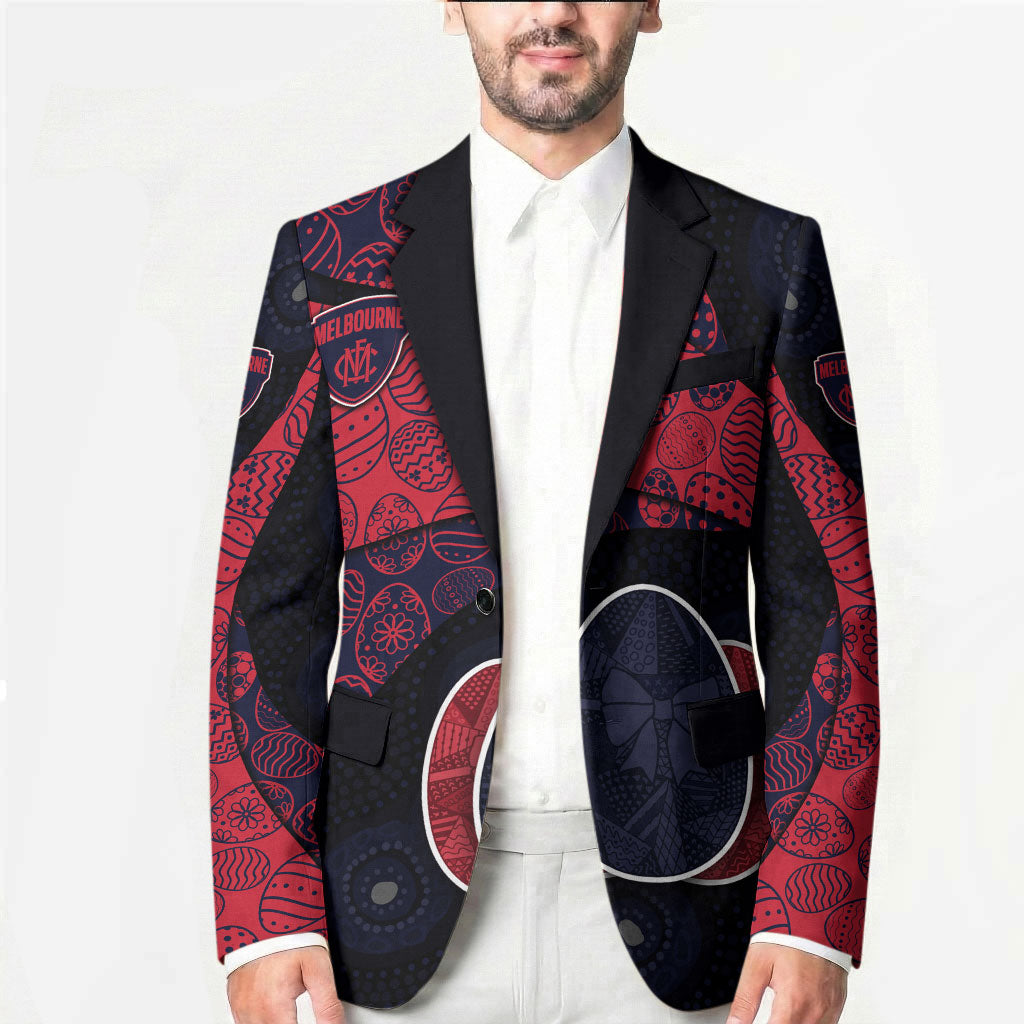 Personalized Melbourne Football Blazer Easter Egg Pattern Red Navy Tribal Dot Art Style