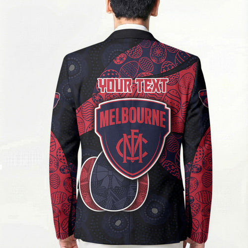 Personalized Melbourne Football Blazer Easter Egg Pattern Red Navy Tribal Dot Art Style