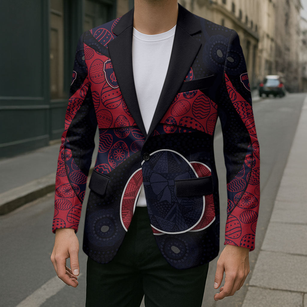 Personalized Melbourne Football Blazer Easter Egg Pattern Red Navy Tribal Dot Art Style