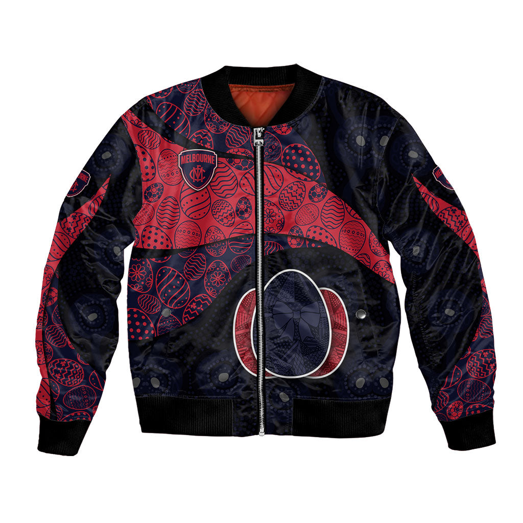 Personalized Melbourne Football Bomber Jacket Easter Egg Pattern Red Navy Tribal Dot Art Style