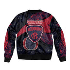 Personalized Melbourne Football Bomber Jacket Easter Egg Pattern Red Navy Tribal Dot Art Style