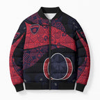 Personalized Melbourne Football Bomber Puffer Jacket Easter Egg Pattern Red Navy Tribal Dot Art Style
