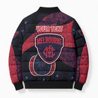 Personalized Melbourne Football Bomber Puffer Jacket Easter Egg Pattern Red Navy Tribal Dot Art Style