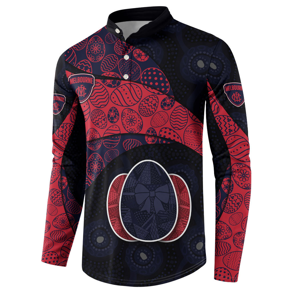 Personalized Melbourne Football Button Sweatshirt Easter Egg Pattern Red Navy Tribal Dot Art Style
